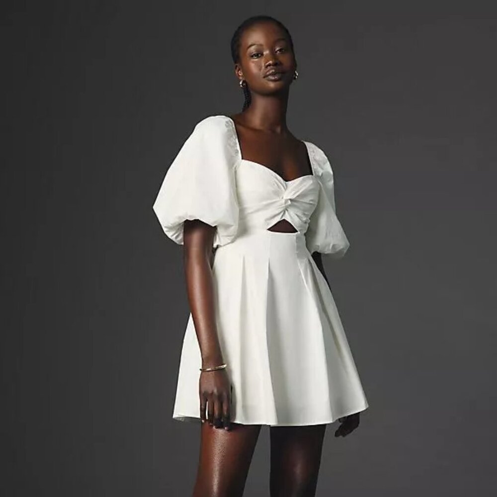 Anthropologie Moon River Puff-Sleeve Babydoll Dress NWT Size XS